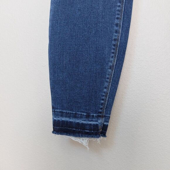 SPANX Distressed Ankle Skinny Jeans Raw Hem Size Medium - Picture 4 of 14